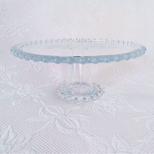 Large Glass Beaded Edge Pedestal Cake Stand